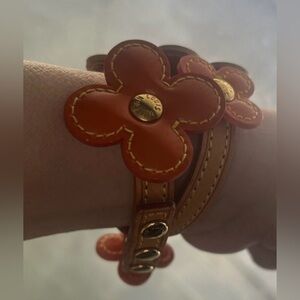 Louis Vuitton EUC Orange Flower Wrap Leather Bracelet